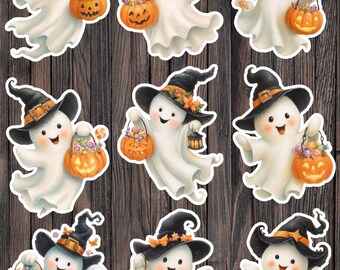 Trick or Treat Ghost Vinyl Die Cut Sticker Set | Funny Sticker | Laptop Sticker | Water Bottle Sticker | Notebook Sticker