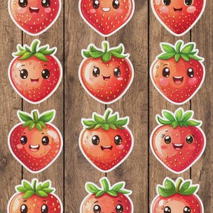 Cute Kawaii Strawberry Vinyl Die Cut Sticker Set Sticker Laptop Sticker Water Bottle Sticker Notebook Sticker Scrapbooking