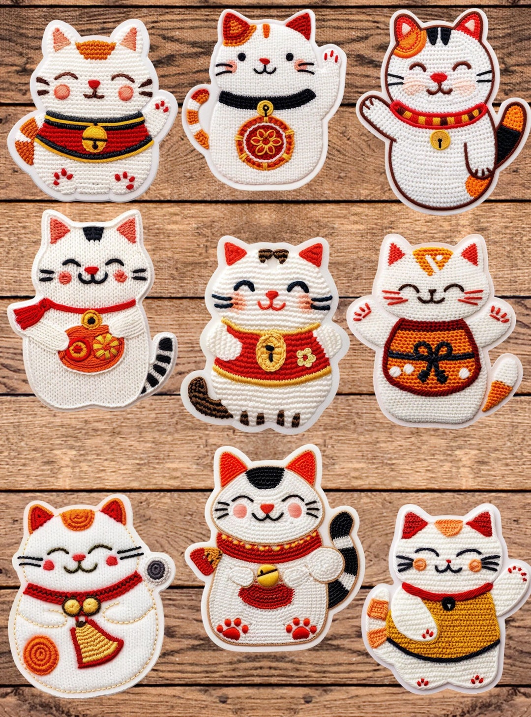 Crochet Lucky Cat Die Cut Sticker Set | Funny Sticker | Laptop Sticker ...