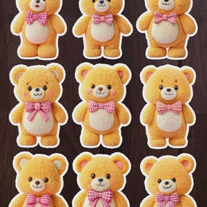 Teddy Bear in Bow Vinyl Die Cut Sticker Set | Funny Sticker | Laptop Sticker | Water Bottle Sticker | Notebook Sticker