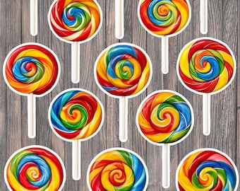 Rainbow Lollipop Die Cut Vinyl Sticker Set – Candy Stickers for Laptop, Notebook & Water Bottle