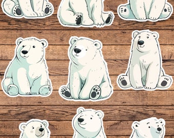Cute Polar Bear Die Cut Vinyl Sticker Set – For Notebook, Laptop, Water Bottle & Scrapbooking