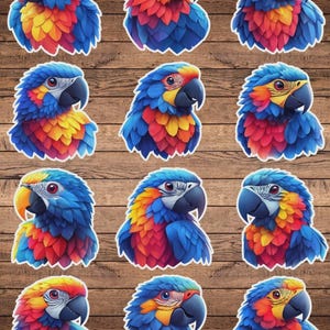 Parrot Head Die Cut Vinyl Sticker Set Funny Sticker Laptop Sticker Water Bottle Sticker Notebook Sticker Scrapbooking