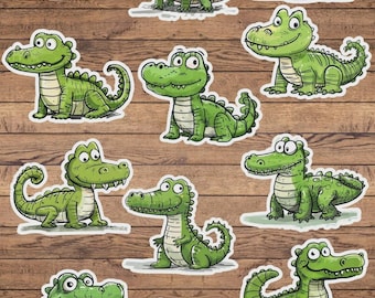 Cartoon Alligator Die Cut Sticker Set | Funny Sticker | Laptop Sticker | Water Bottle Sticker | Notebook Sticker