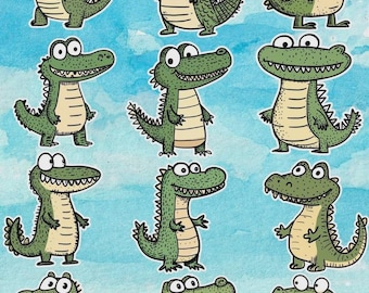 Cartoon Alligator Die Cut Sticker Set | Funny Sticker | Laptop Sticker | Water Bottle Sticker | Notebook Sticker