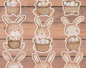 Simple Easter Bunny Vinyl Die Cut Stickers Set Laptop Water Bottle Notebook Scrapbooking