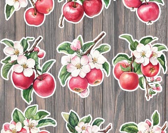 Apple Blossoms Die Cut Vinyl Stickers | Spring Floral Laptop Water Bottle Decals