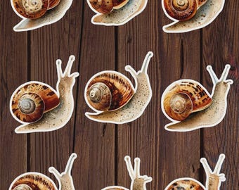 Ensemble d'autocollants en vinyle découpés à l'emporte-pièce, motif escargot aquarelle – Décorations nature fantaisistes pour ordinateur portable, carnet et gourde
