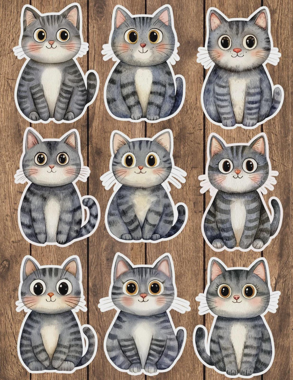 Cute Gray Kitten Die Cut Vinyl Sticker Set – for Notebook, Laptop ...