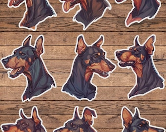 Doberman Dog Die Cut Vinyl Sticker Set – For Notebook, Laptop, Water Bottle & Scrapbooking