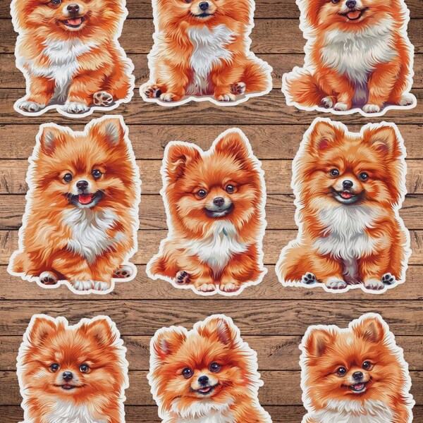 Pomeranian Dog Vinyl Die Cut Sticker Set Funny Sticker Laptop Sticker Water Bottle Sticker Notebook Sticker