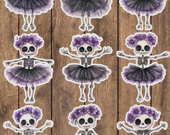 Ballerina Skeleton Sticker Set | Funny Sticker | Laptop Sticker | Water Bottle Sticker | Notebook Sticker