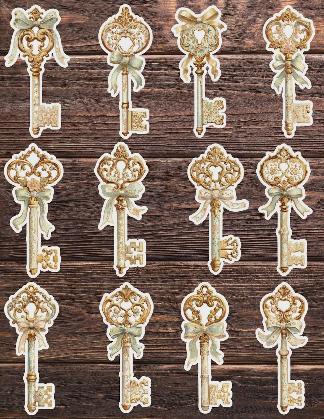 Antique Style Key Die Cut Vinyl Sticker Set – for Notebook, Laptop ...