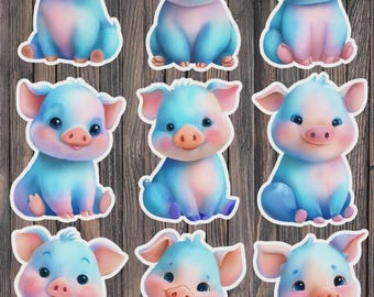 Pastel Piggy Die Cut Vinyl Sticker Set – For Notebook, Laptop, Water Bottle & Scrapbooking