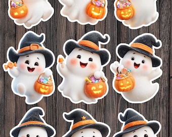Trick or Treat Ghost Vinyl Die Cut Sticker Set | Funny Sticker | Laptop Sticker | Water Bottle Sticker | Notebook Sticker