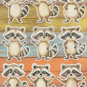 Cheerful Raccoon Die Cut Sticker Set | Funny Sticker | Laptop Sticker | Water Bottle Sticker | Notebook Sticker