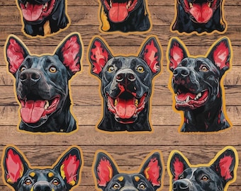 Doberman Dog Die Cut Vinyl Sticker Set – For Notebook, Laptop, Water Bottle & Scrapbooking