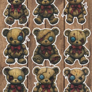 Creepy Horror Bear Die Cut Sticker Set | Funny Sticker | Laptop Sticker | Water Bottle Sticker | Notebook Sticker