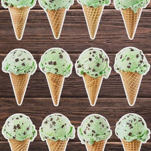Mint Chip Ice Cream Die Cut Vinyl Sticker Set | Funny Sticker | Laptop Sticker | Water Bottle Sticker | Notebook Sticker Scrapbooking