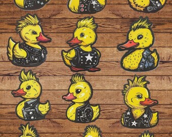 Punk Rock Rubber Duck Vinyl Die Cut Sticker Set | Funny Sticker | Laptop Sticker | Water Bottle Sticker | Notebook Sticker