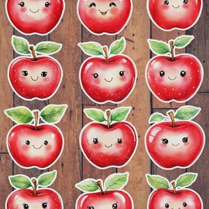 Cute smiling Apple Die Cut Vinyl Sticker Set | Funny Sticker | Laptop Sticker | Water Bottle Sticker | Notebook Sticker