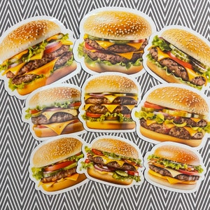 Hamburger Die Cut Sticker Set | Funny Sticker | Laptop Sticker | Water Bottle Sticker | Notebook Sticker