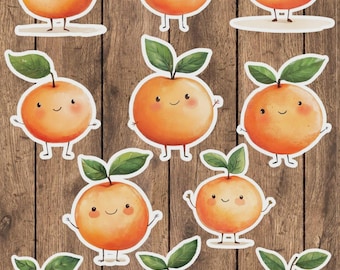 Cute Kawaii Orange Die Cut Vinyl Sticker Set – For Notebook, Laptop, Water Bottle & Scrapbooking