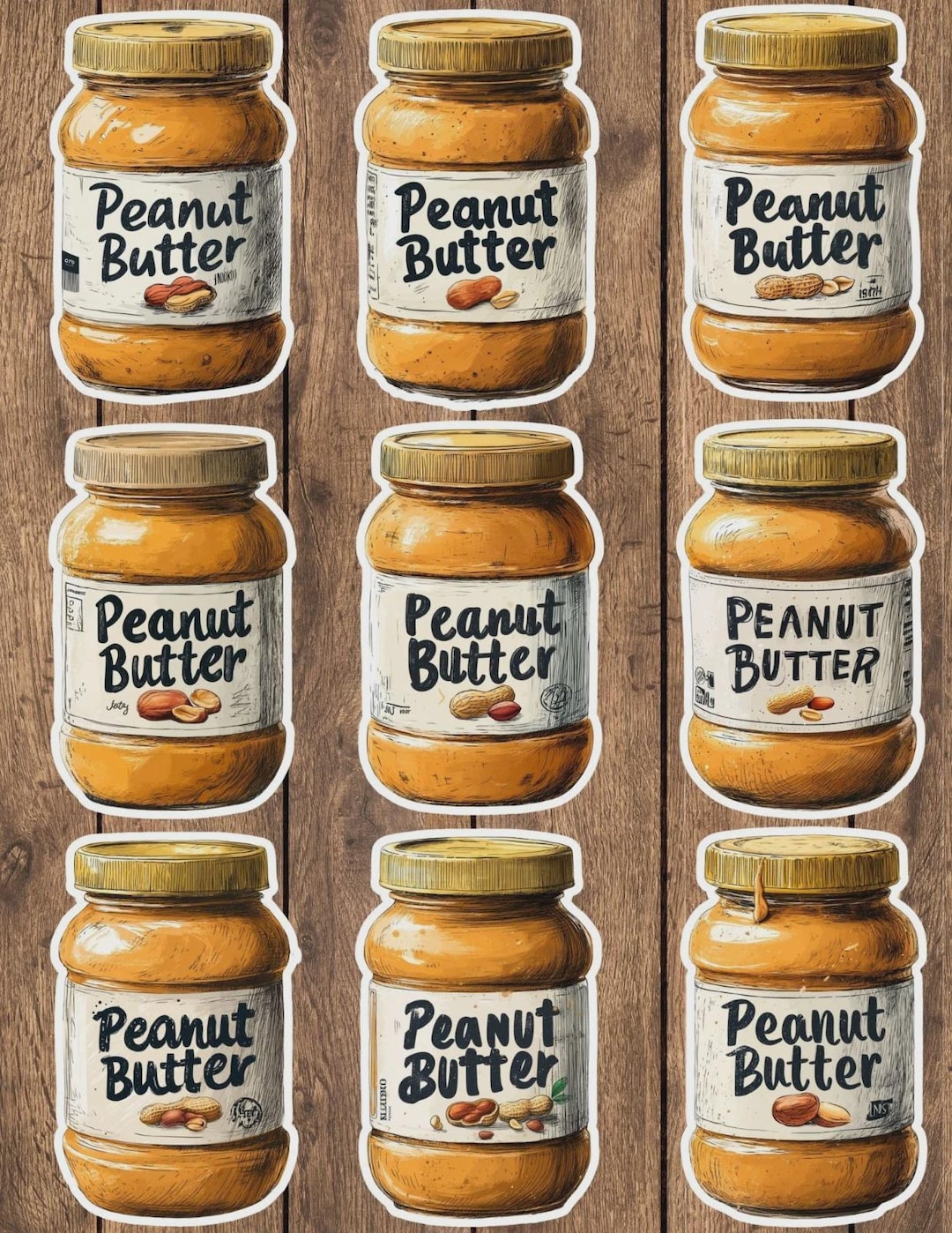 Eanut Sticker Peanut Butter Die Cut Vinyl Sticker Set – for Notebook, Laptop, Water ...