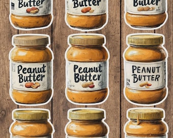 Peanut Butter Die Cut Vinyl Sticker Set – For Notebook, Laptop, Water Bottle & Scrapbooking