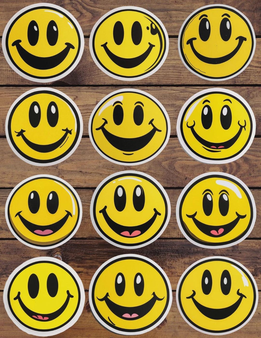 Round Smiley Face Vinyl Die Cut Sticker Set | Funny Sticker | Laptop ...