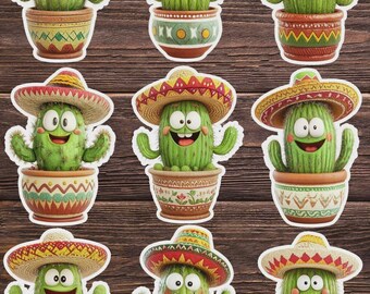 Silly Cactus Die Cut Vinyl Sticker Set Laptop Water Bottle Notebook Scrapbooking