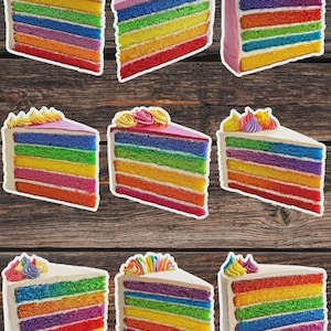 Rainbow Cake Slice Vinyl Die Cut Sticker Set | Funny Sticker | Laptop Sticker | Water Bottle Sticker | Notebook Sticker