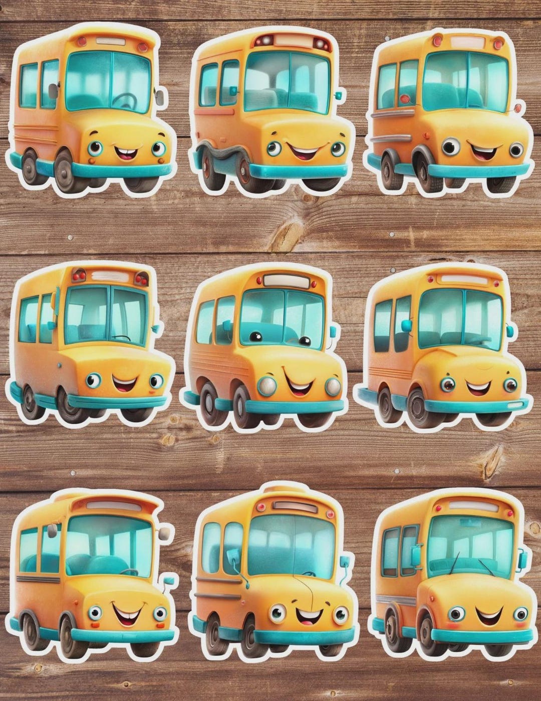 Happy School Bus Vinyl Die Cut Sticker Set | Funny Sticker | Laptop ...