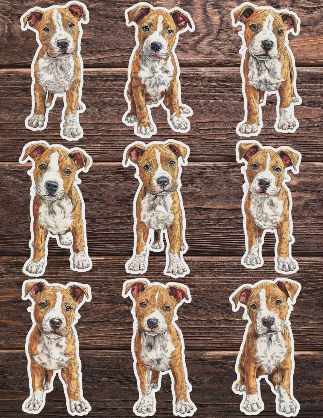 Pitbull Puppy Dog Vinyl Die Cut Sticker Set – for Notebook, Laptop ...