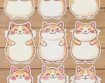 Cute Cartoon Cat Vinyl Die Cut Sticker Set Sticker Laptop Sticker Water Bottle Sticker Notebook Sticker Scrapbooking