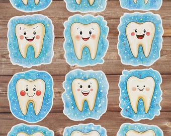 Happy Teeth Die Cut Vinyl Sticker Set | Funny Sticker | Laptop Sticker | Water Bottle Sticker | Notebook Sticker Scrapbooking