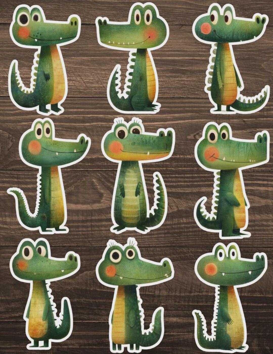 Cartoon Alligator Die Cut Vinyl Sticker Set – for Notebook, Laptop ...