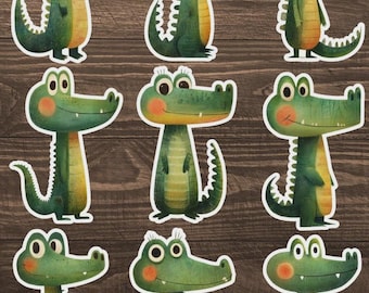 Cartoon Alligator Die Cut Vinyl Sticker Set – For Notebook, Laptop, Water Bottle & Scrapbooking