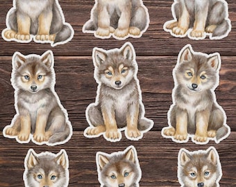 Baby Wolf Dog Vinyl Sticker Set | Laptop, Water Bottle