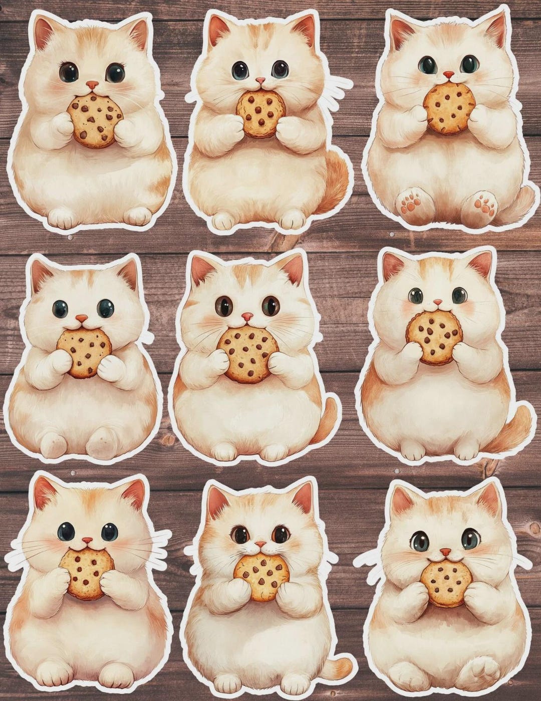 Cat Eating Cookie Vinyl Die Cut Sticker Set | Funny Sticker | Laptop ...