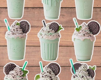 Mint Cookie MilkShake Die Cut Vinyl Sticker Set | Funny Sticker | Laptop Sticker | Water Bottle Sticker | Notebook Sticker Scrapbooking