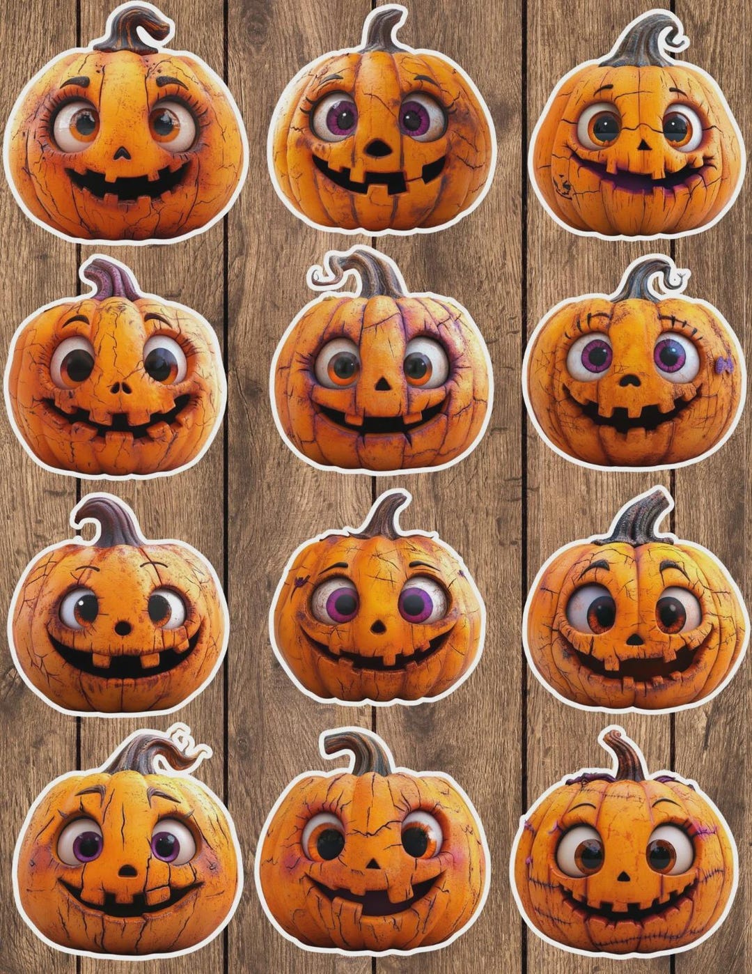 Smiling Jack O Lantern Vinyl Die Cut Sticker Set | Funny Sticker ...