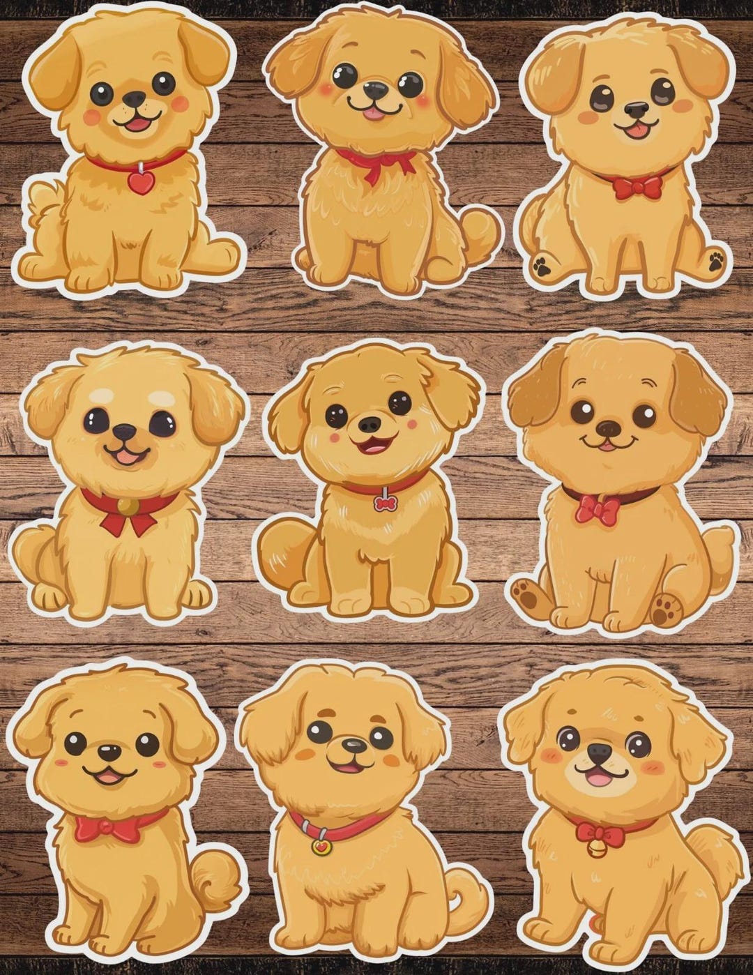 Cute Kawaii Puppy Dog Die Cut Vinyl Sticker Set – for Notebook, Laptop ...