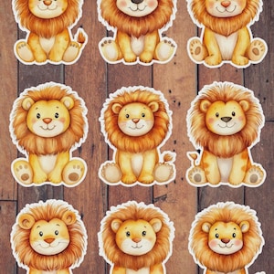 Cute Sitting Lion Vinyl Die Cut Sticker Set | Funny Sticker | Laptop Sticker | Water Bottle Sticker | Notebook Sticker Scrapbooking