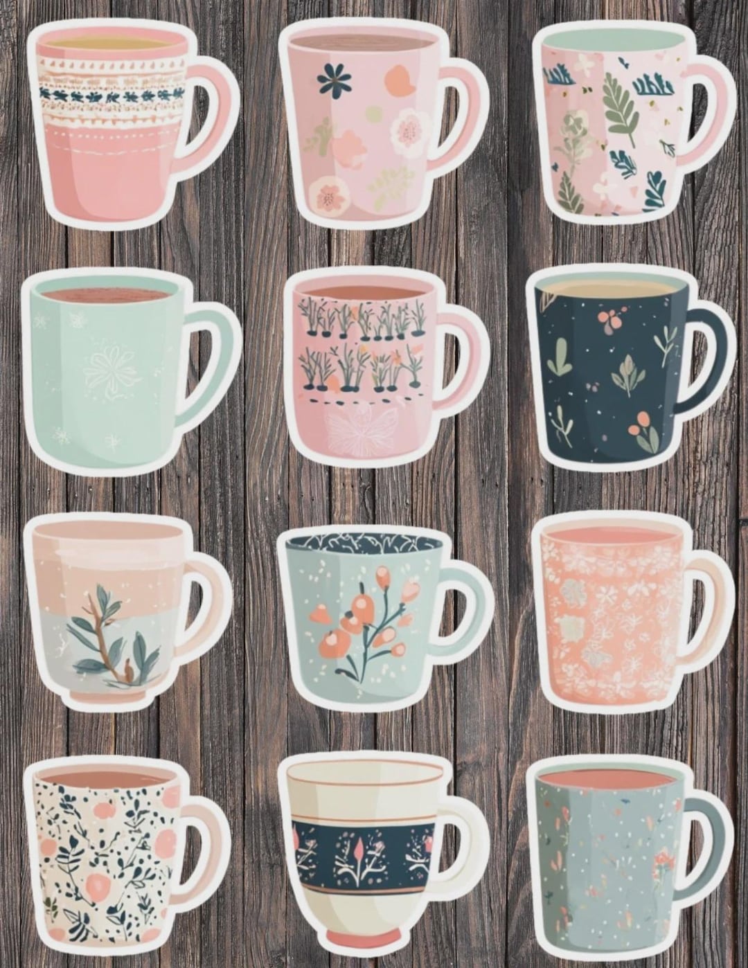 Mug Decor Sticker Coffee Mugs Die Cut Vinyl Sticker Set – for Notebook, Laptop, Water ...