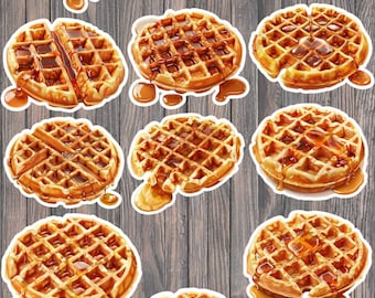 Waffle Sticker Set | Realistic Syrup Topping, Die Cut Vinyl Decals
