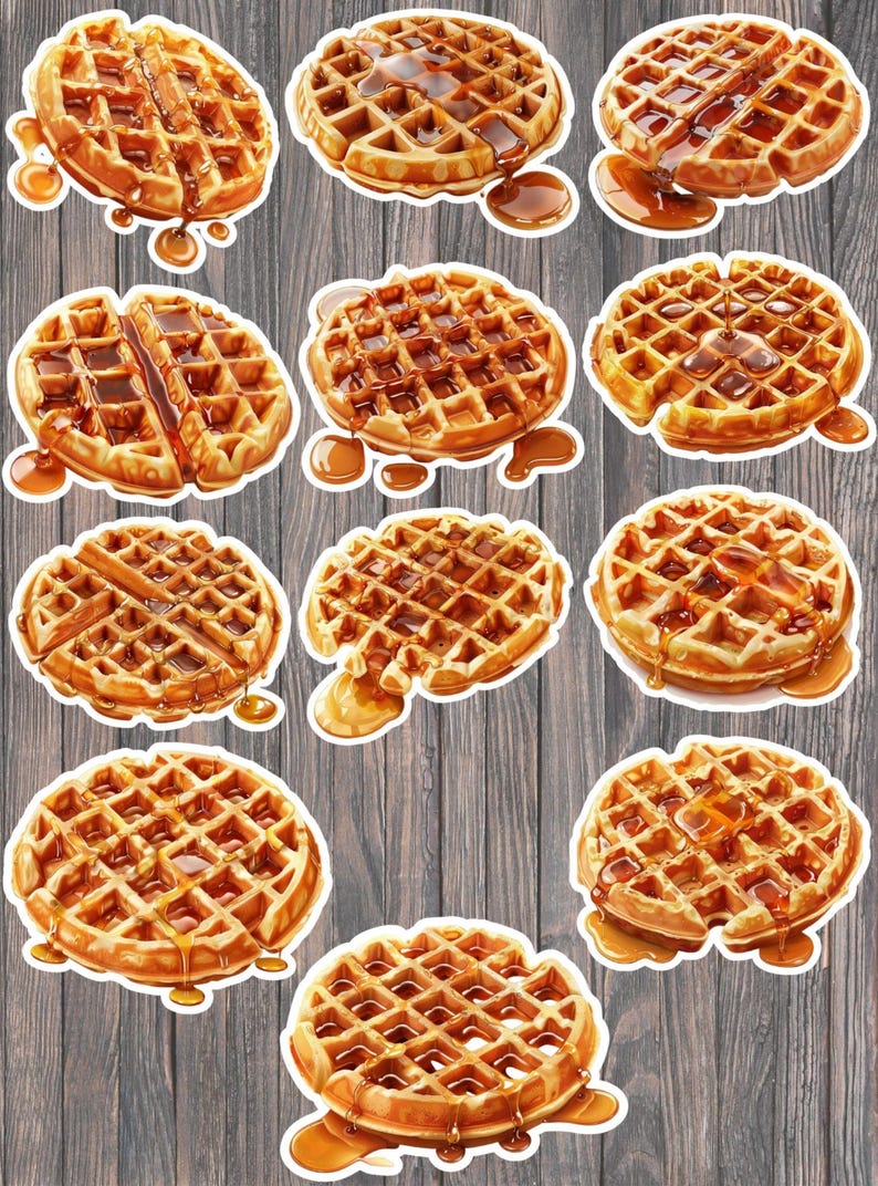 Waffle Sticker Set | Realistic Syrup Topping, Die Cut Vinyl Decals image 1