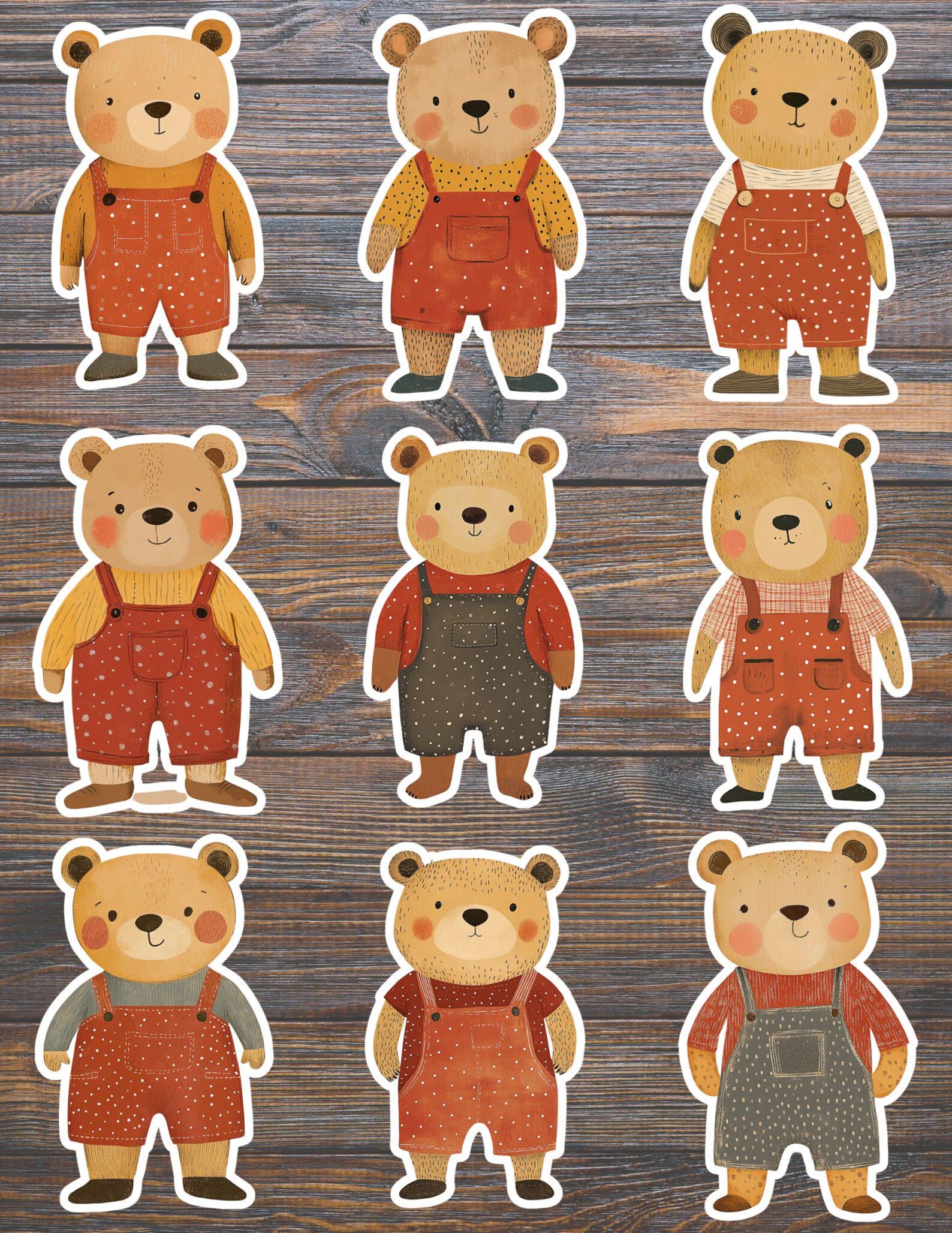 Overalls Sticker Cute Bear in Overalls - Planner Stickers, Scrapbooking, Decoration - Etsy