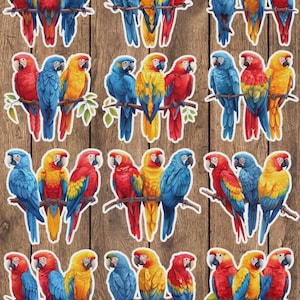 Trio of Parrots Die Cut Vinyl Sticker Set | Funny Sticker | Laptop Sticker | Water Bottle Sticker | Notebook Sticker