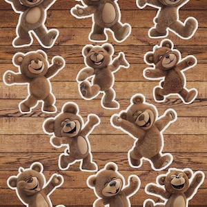 Dancing Teddy Bear Vinyl Die Cut Sticker Set | Funny Sticker | Laptop Sticker | Water Bottle Sticker | Notebook Sticker